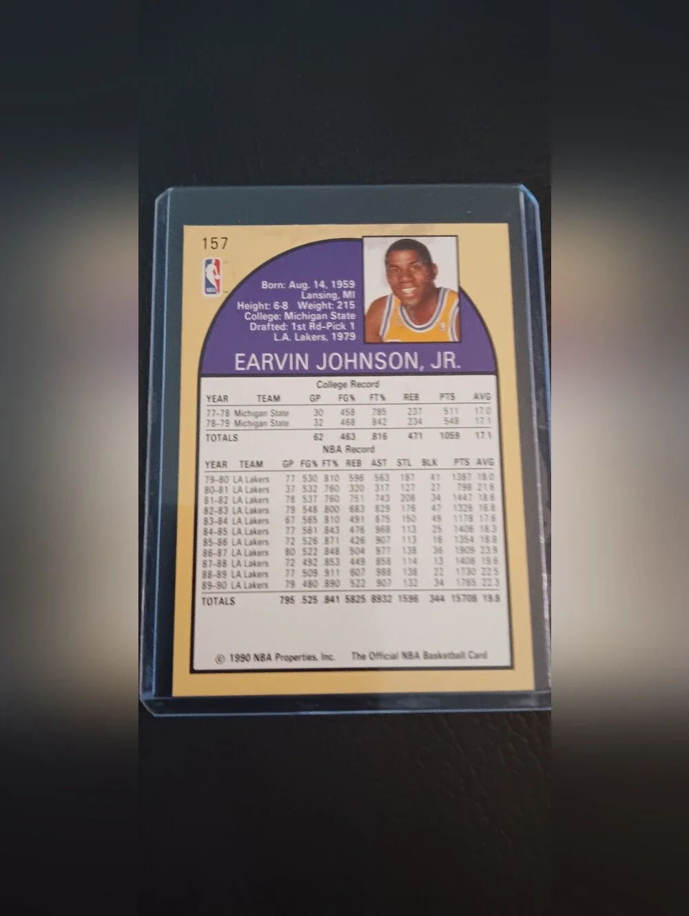 NBA Properties 1990-91 Hoops Magic Johnson Most Valuable Player #157 Lakers